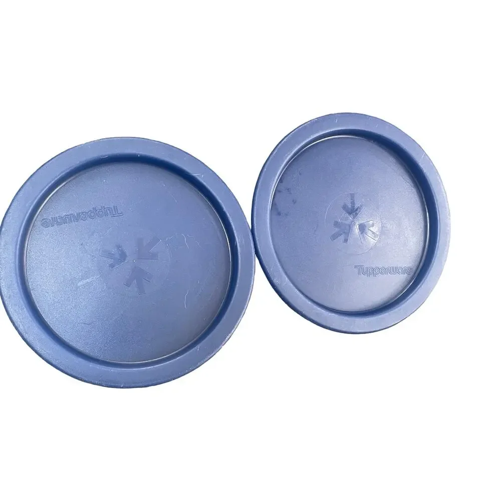 Vintage Tupperware One Touch Canister Replacement Lids 2423E Size A Blue Lot x2